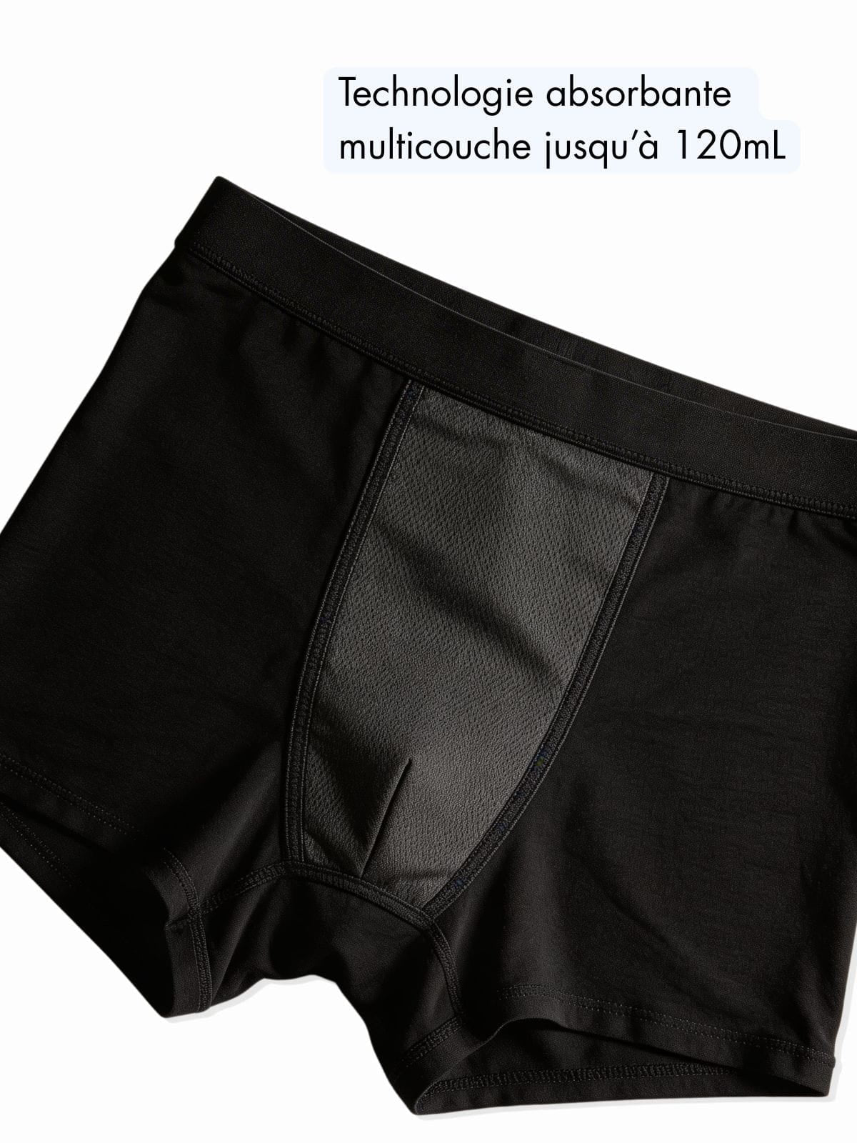Boxer absorbant discret fuites urinaires Homme