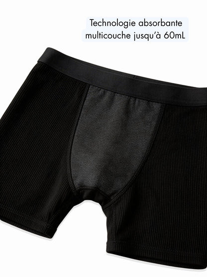 Boxer absorbant côtelé fuites urinaires Femme
