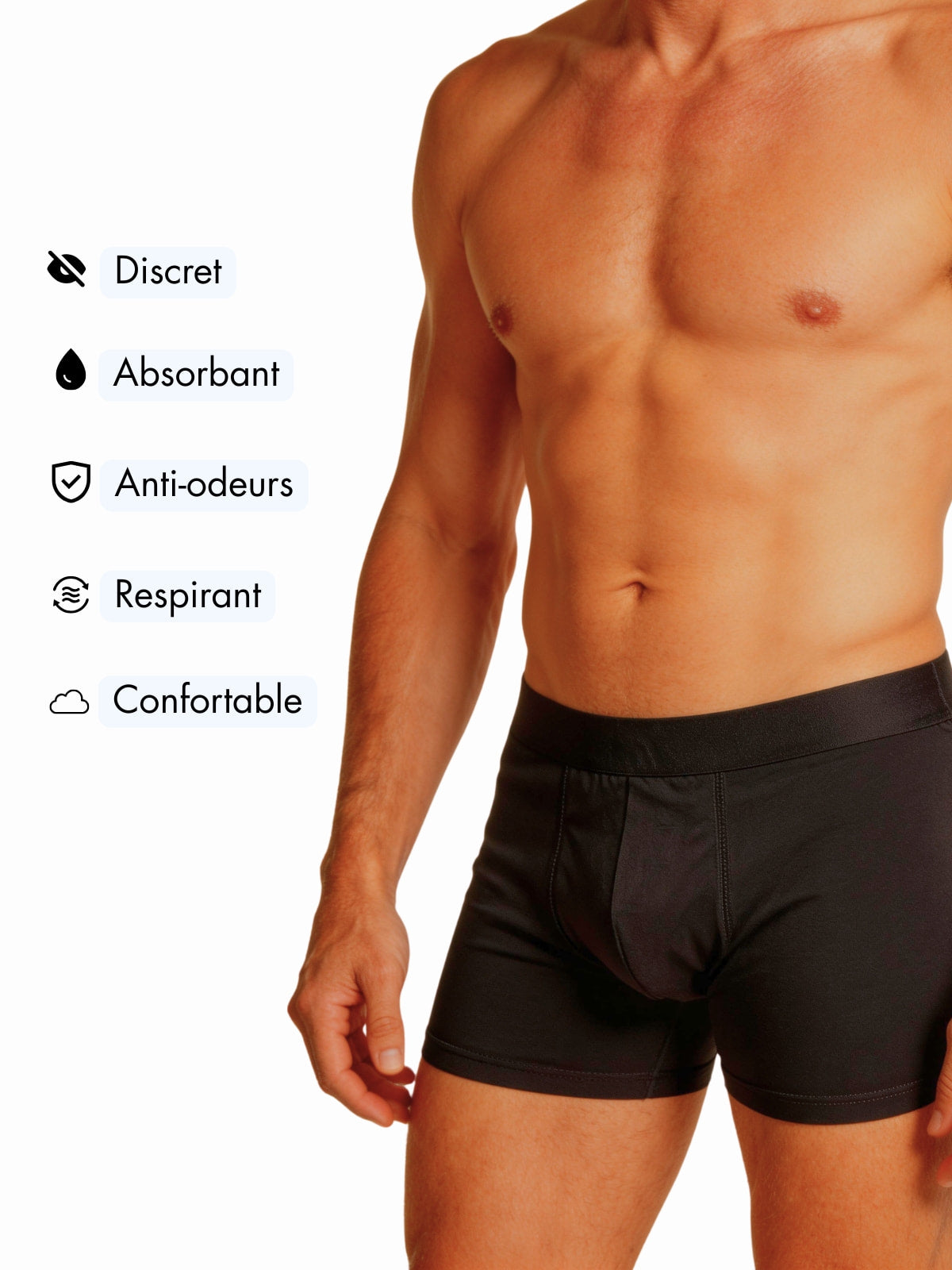 Boxer absorbant discret fuites urinaires Homme